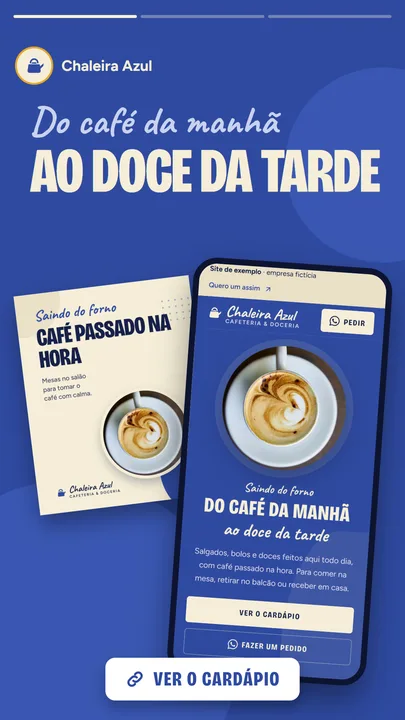 Vídeo dos stories da Chaleira Azul mostrando um post e o site